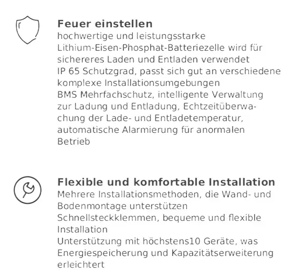 Lithium-Eisenphosphat-Batterie, geeignet für verschiedene Installationsumgebungen, mit Sicherheitsfunktionen und Unterstützung für bis zu 10 Geräte, von Dream Maker.
